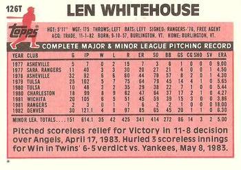 1983 Topps Traded #126T Len Whitehouse Back