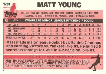 1983 Topps Traded #129T Matt Young Back