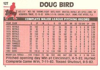 1983 Topps Traded #12T Doug Bird Back