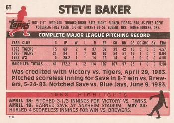 1983 Topps Traded #6T Steve Baker Back