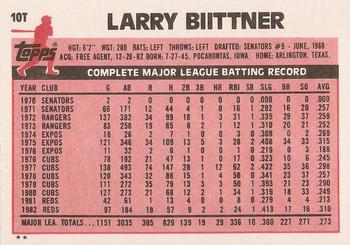 1983 Topps Traded #10T Larry Biittner Back