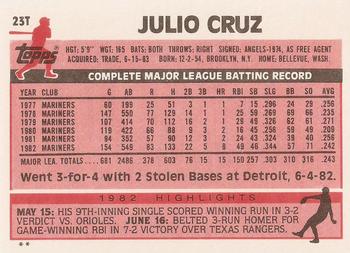 1983 Topps Traded #23T Julio Cruz Back