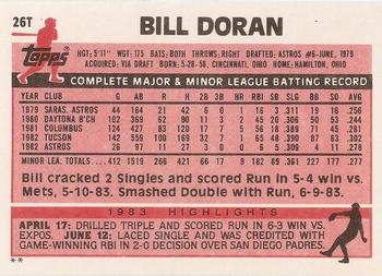 1983 Topps Traded #26T Bill Doran Back