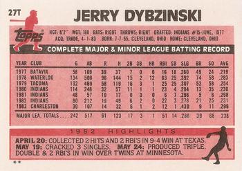 1983 Topps Traded #27T Jerry Dybzinski Back