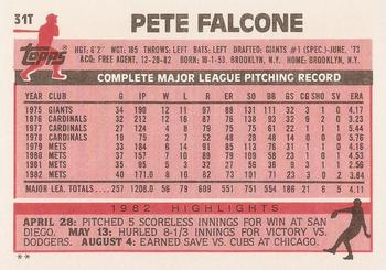 1983 Topps Traded #31T Pete Falcone Back