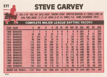 1983 Topps Traded #37T Steve Garvey Back