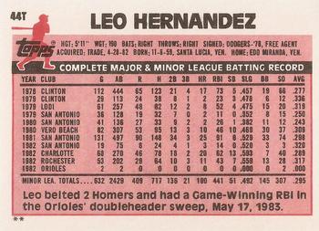 1983 Topps Traded #44T Leo Hernandez Back