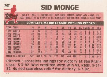 1983 Topps Traded #74T Sid Monge Back