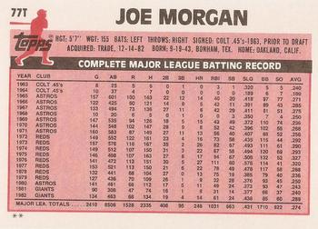 1983 Topps Traded #77T Joe Morgan Back