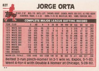 1983 Topps Traded #82T Jorge Orta Back