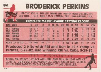 1983 Topps Traded #86T Broderick Perkins Back