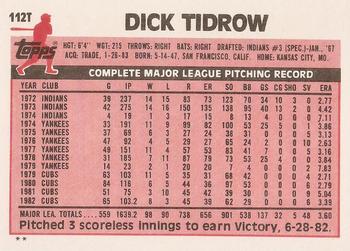 1983 Topps Traded #112T Dick Tidrow Back