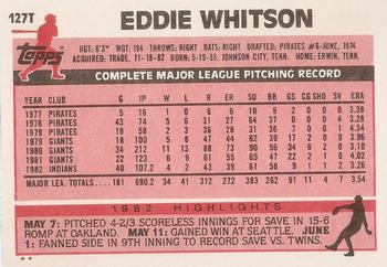 1983 Topps Traded #127T Eddie Whitson Back