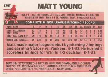 1983 Topps Traded #129T Matt Young Back