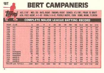 1983 Topps Traded #18T Bert Campaneris Back