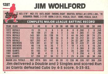 1983 Topps Traded #128T Jim Wohlford Back