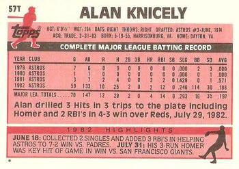 1983 Topps Traded #57T Alan Knicely Back