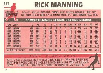 1983 Topps Traded #65T Rick Manning Back