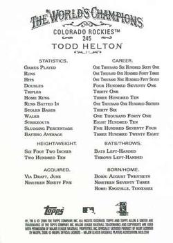 2009 Topps Allen & Ginter #245 Todd Helton Back