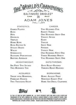 2009 Topps Allen & Ginter #20 Adam Jones Back