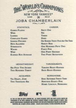 2009 Topps Allen & Ginter #36 Joba Chamberlain Back
