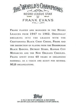 2009 Topps Allen & Ginter #57 Frank Evans Back