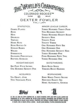 2009 Topps Allen & Ginter #65 Dexter Fowler Back
