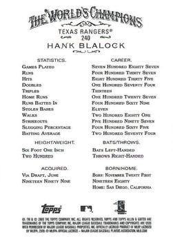 2009 Topps Allen & Ginter #240 Hank Blalock Back