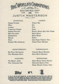 2009 Topps Allen & Ginter #348 Justin Masterson Back