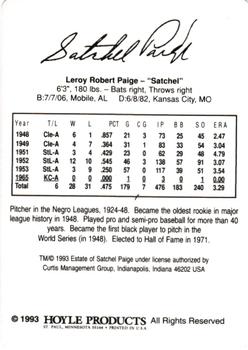 1993 Hoyle Legends of Baseball #NNO Satchel Paige Back