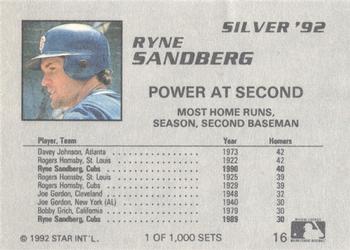 1992 Star Silver #16 Ryne Sandberg Back