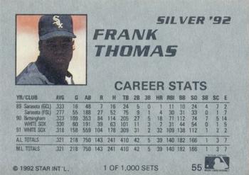 1992 Star Silver #55 Frank Thomas Back