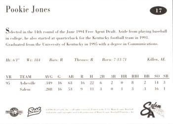 1996 Best Salem Avalanche #17 Pookie Jones Back