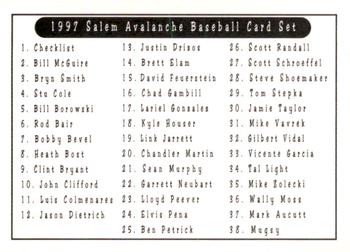 1997 Kroger Salem Avalanche #1 Mugsy Back