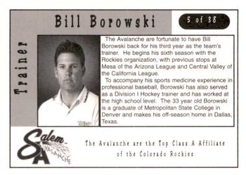1997 Kroger Salem Avalanche #5 Bill Borowski Back