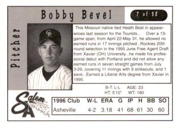 1997 Kroger Salem Avalanche #7 Bobby Bevel Back