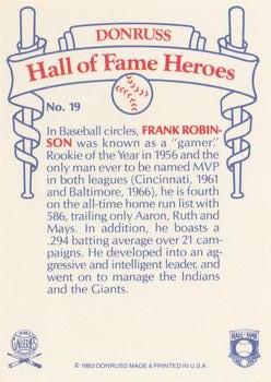 1983 Donruss Hall of Fame Heroes #19 Frank Robinson Back