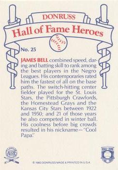 1983 Donruss Hall of Fame Heroes #25 James Bell Back