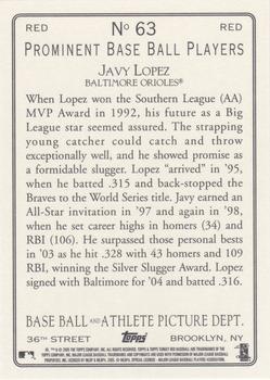2005 Topps Turkey Red - Red #63 Javy Lopez Back