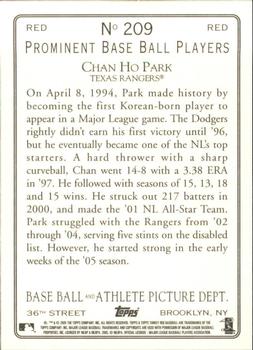2005 Topps Turkey Red - Red #209 Chan Ho Park Back