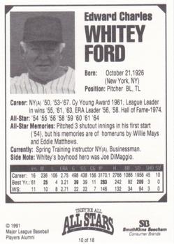 1991 MDA They're All All-Stars #10 Whitey Ford Back