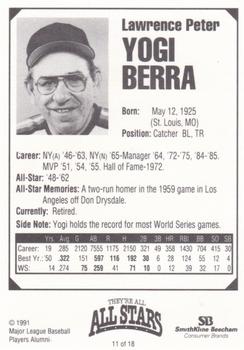 1991 MDA They're All All-Stars #11 Yogi Berra Back