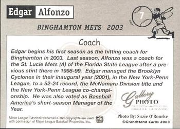 2003 Grandstand Binghamton Mets #2 Edgar Alfonzo Back