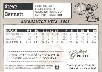 2003 Grandstand Binghamton Mets #5 Steve Bennett Back