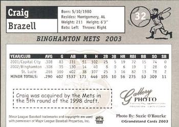 2003 Grandstand Binghamton Mets #7 Craig Brazell Back