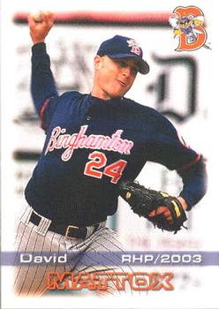 2003 Grandstand Binghamton Mets #18 David Mattox Front