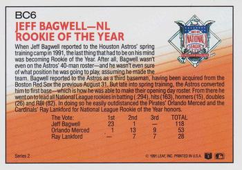 1992 Donruss - Bonus Cards #BC6 Jeff Bagwell Back