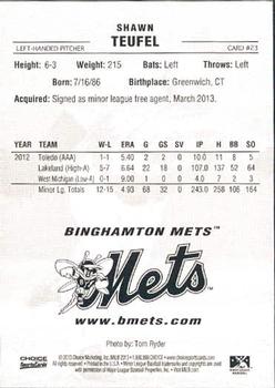 2013 Choice Binghamton Mets #23 Shawn Teufel Back
