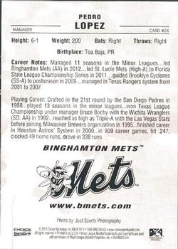 2013 Choice Binghamton Mets #26 Pedro Lopez Back
