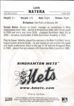 2013 Choice Binghamton Mets #28 Luis Natera Back